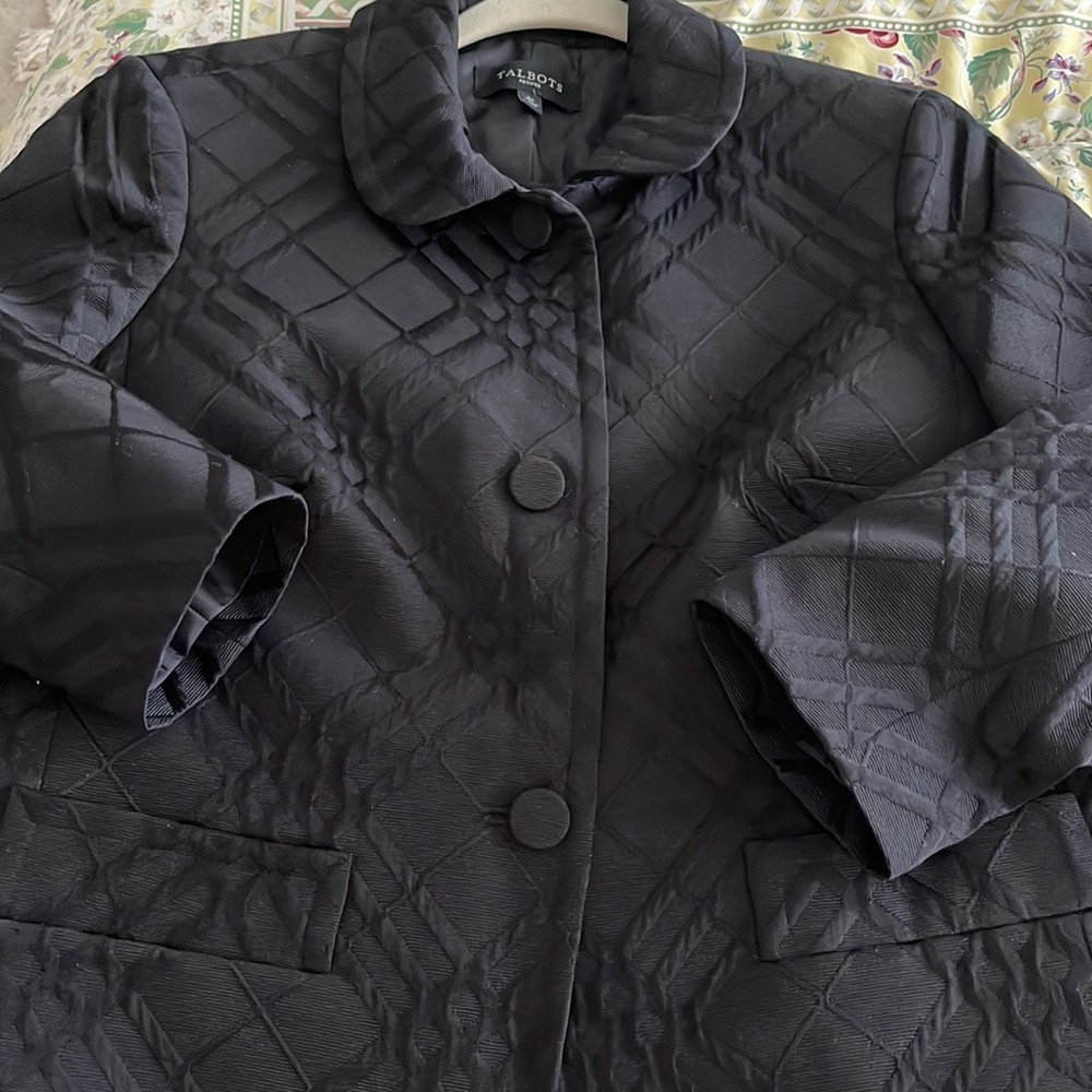 Talbots Black Pattern Cropped Jacket - image 8